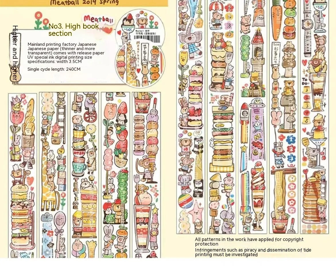 Cartoon character decorative stickers for haemorrhoid tape packaging on Japanese paper