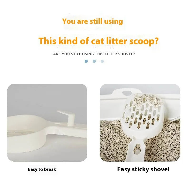 Black alloy metal cat litter scoop with narrow tines and a long handle.