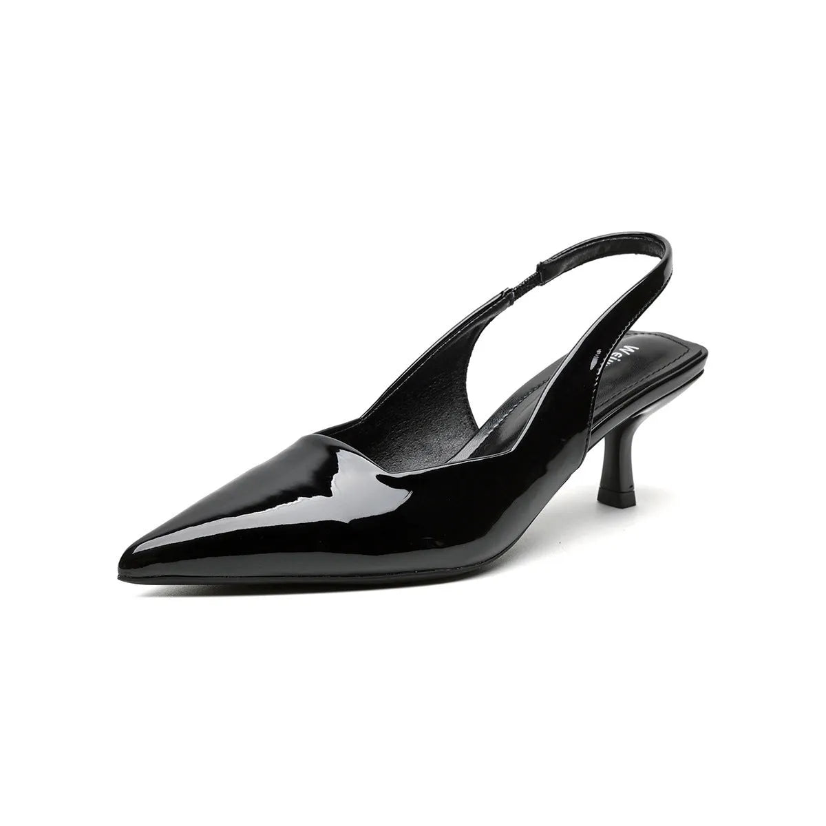 Women's pointed toe stiletto high heel pumps in black and nude with microfiber upper