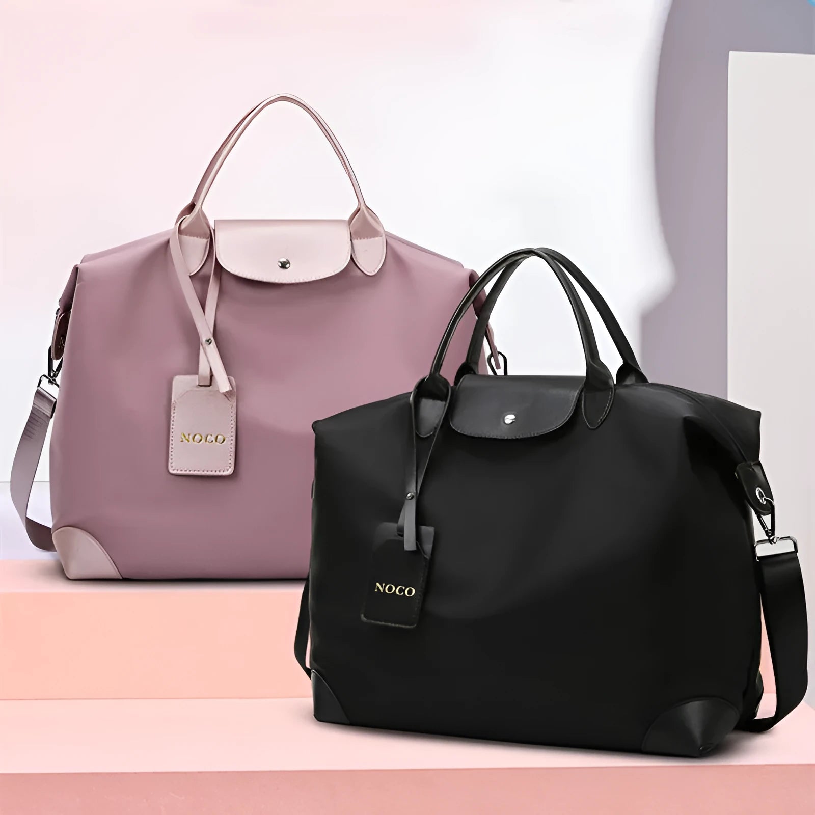 Oxford cloth medium travel bag with lock closure and embroidery, available in multiple colours