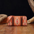 Vintage cotton and linen printed bohemian hand-carrying wallet card holder with contrast colour stitching