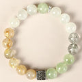 Chinese-style geometric polished crystal couple bracelet with 10mm bead size in khaki colour