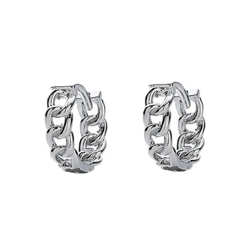 Men's geometric copper earrings in 10mm and 14mm sizes, showing silver single and auspicious cloud designs.