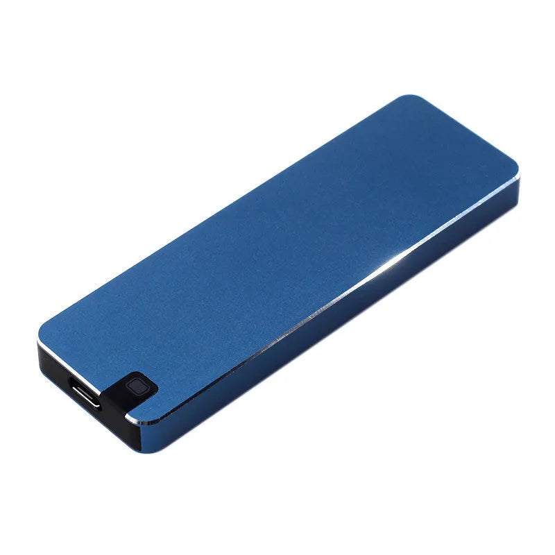 White portable solid state hard disk with metal shell and USB 3.1 cable