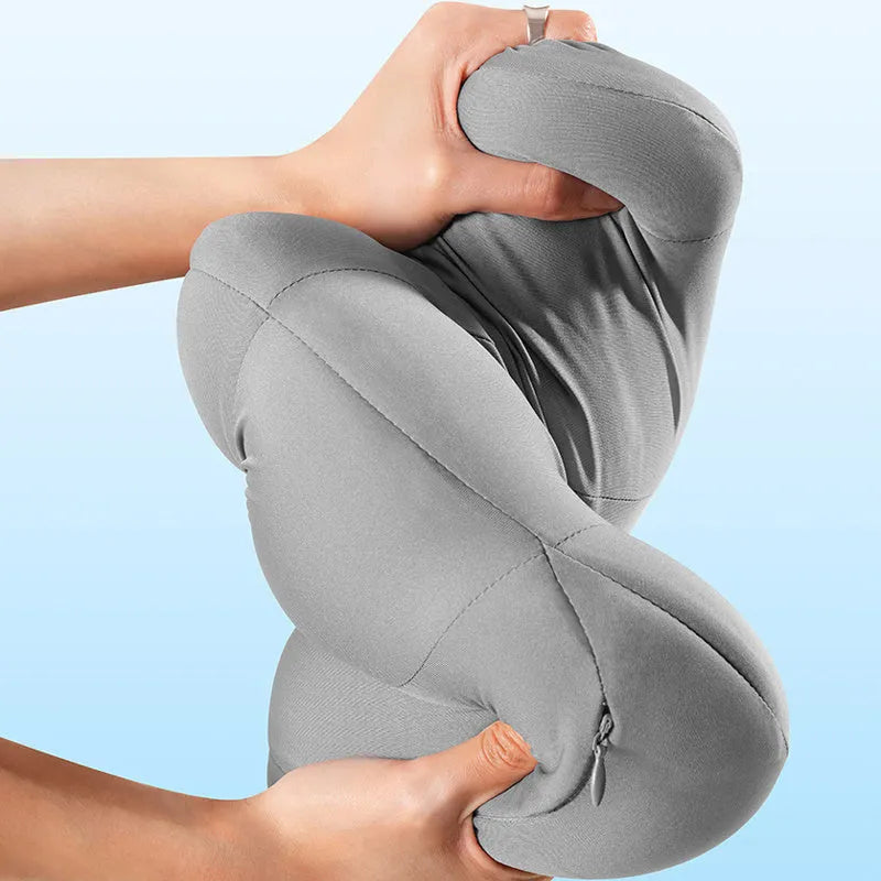 Grey and orange car seat head pillow and lumbar pillow set with space memory cotton interior