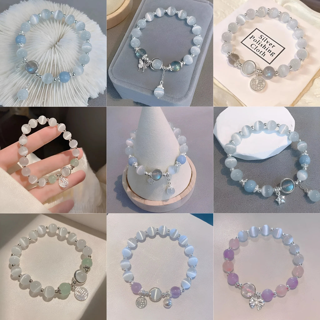 Women's glass butterfly bracelet with coloured glaze beads in drop shape design