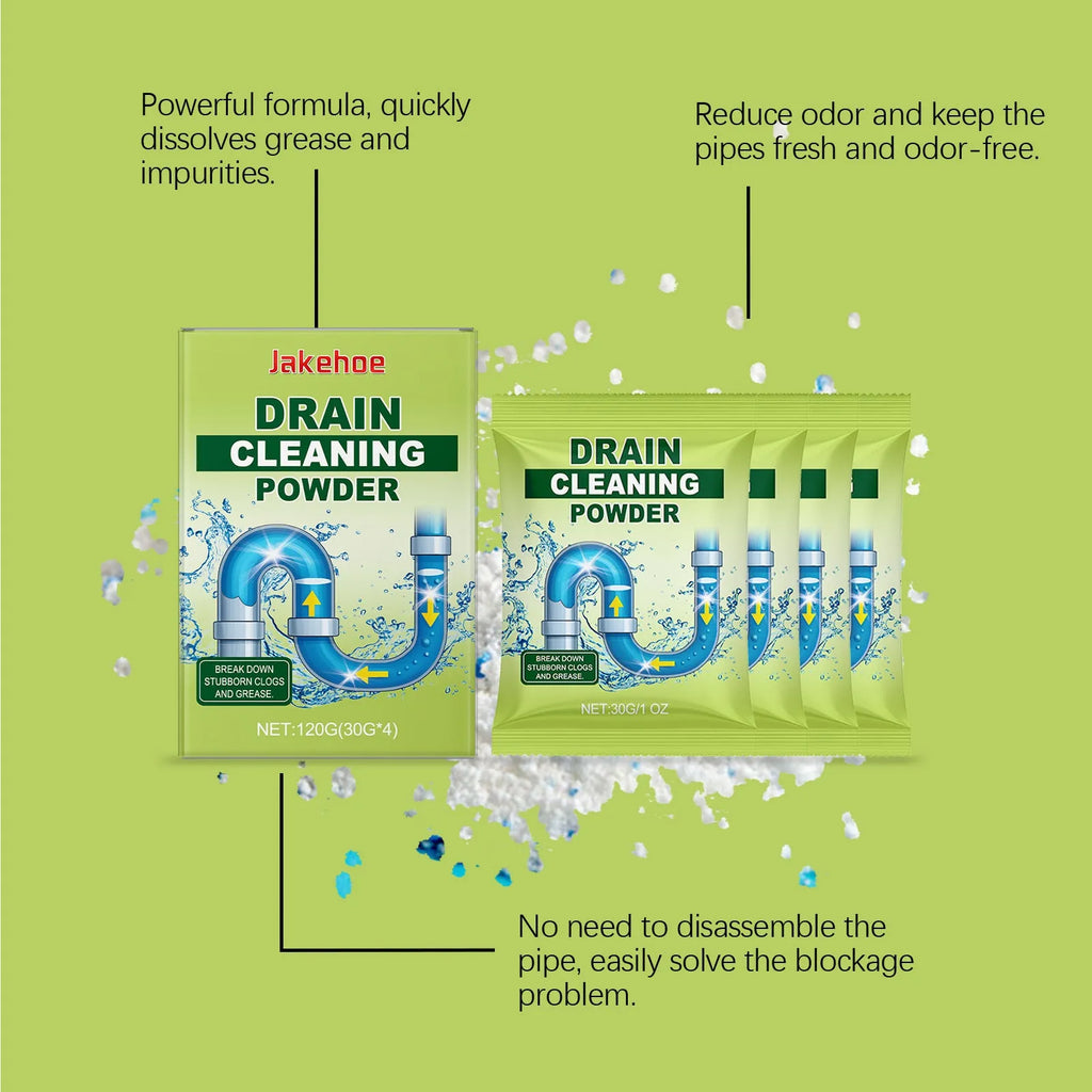 120g drain cleaning powder pack for unblocking sinks, toilets, and shower drains