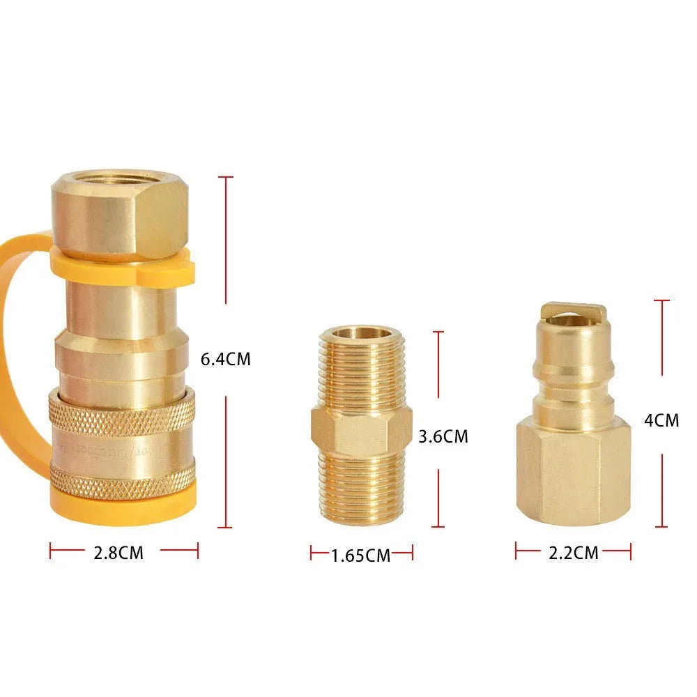 Gold brass 3/8 gas propane tank conversion charging connector with American Standard thread