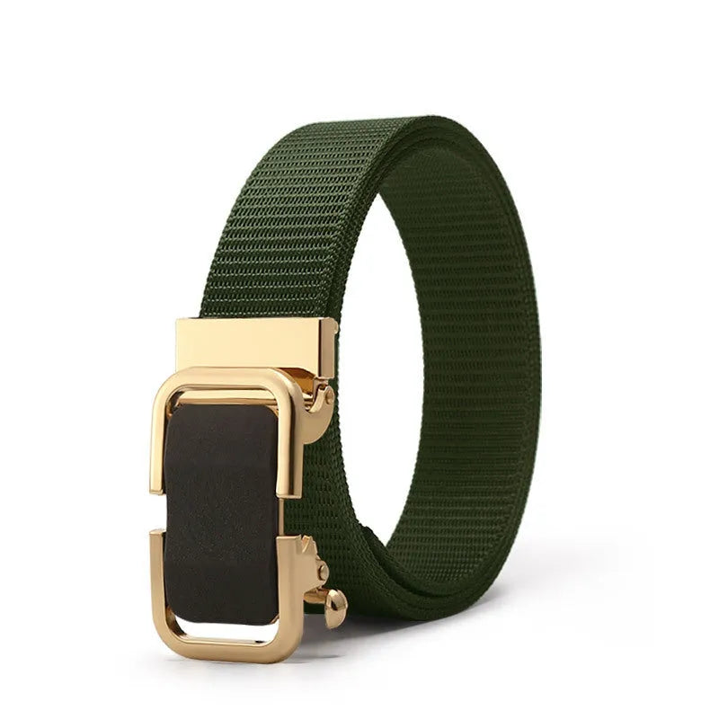 Men's nylon canvas belt with toothless alloy buckle in 120cm length