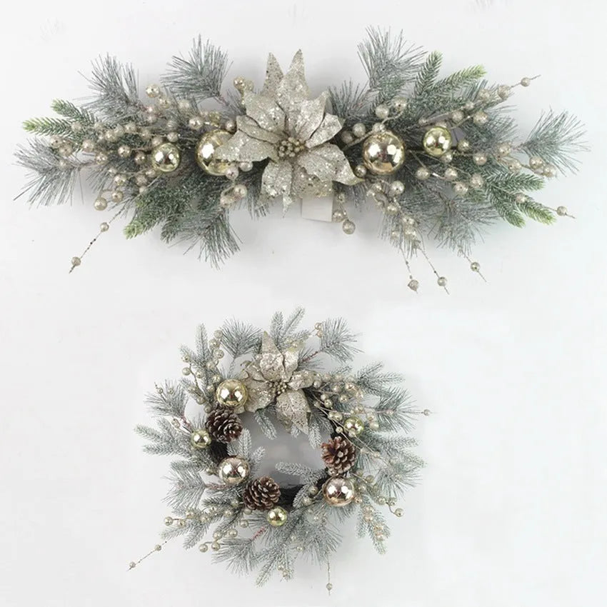 Garland rattan upside down Christmas door hanging decoration in plastic for outdoor home use
