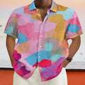Hawaiian style stand collar cardigan with 3D printing on short sleeves, loose fit for youth leisure wear