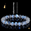 Natural cream body blue moonlight crystal bracelet with minimalist design showing ground finish stone