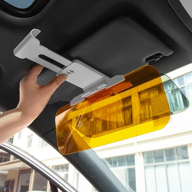 Universal car sun visor accessory with telescopic installation for glare reduction