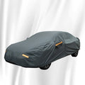 Grey Volkswagen car cover with rainproof sun protection features shown fitted on vehicle