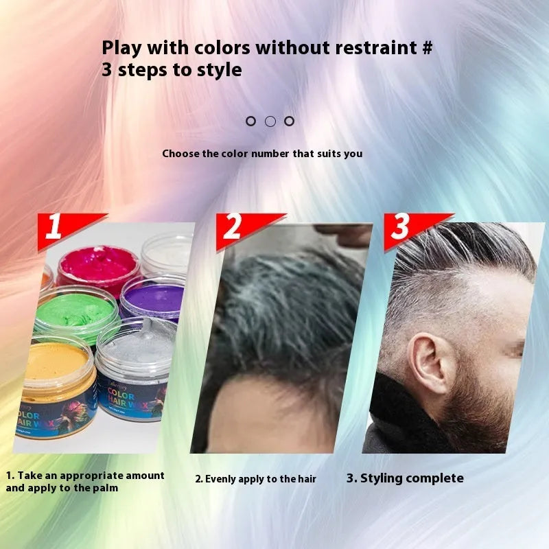 120g hair styling clay container showing colour options including granny grey