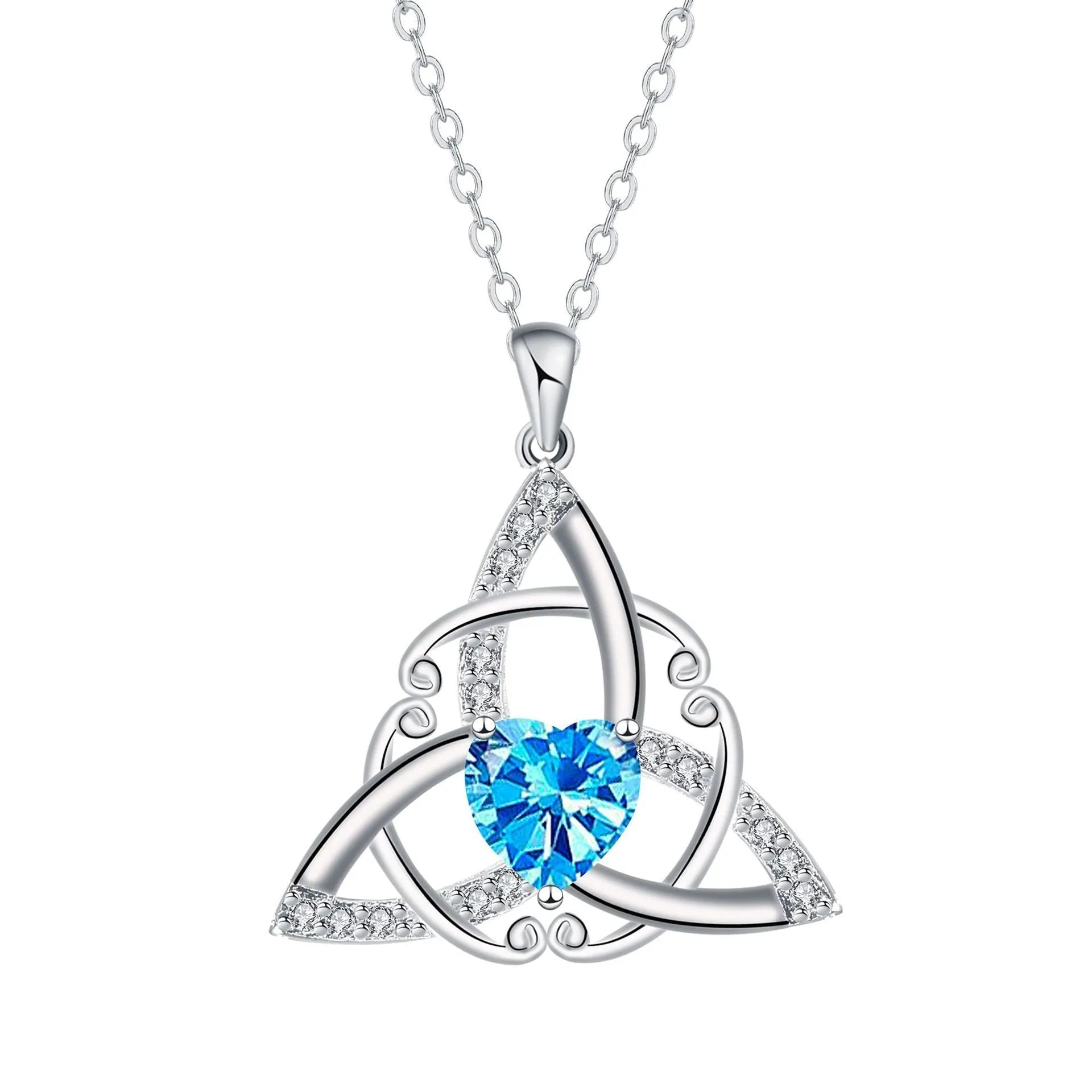 Geometric Celtic knot pendant necklace for women in copper with electroplated colour finish