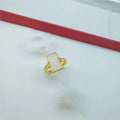 Adjustable brass gold-plated ring with electroplated finish showing gemstone inlay in national style design