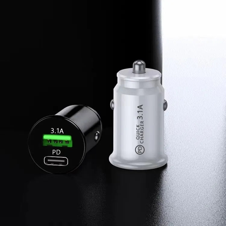 Dual USB port car charger converter with 12V car cigarette lighter plug in black bare metal finish