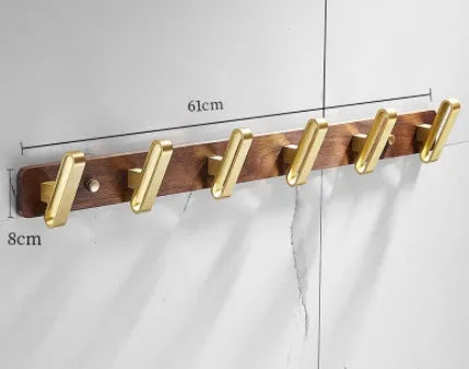 Black walnut aluminium bathroom clothes hooks with brass wire drawing finish in multiple hook configurations