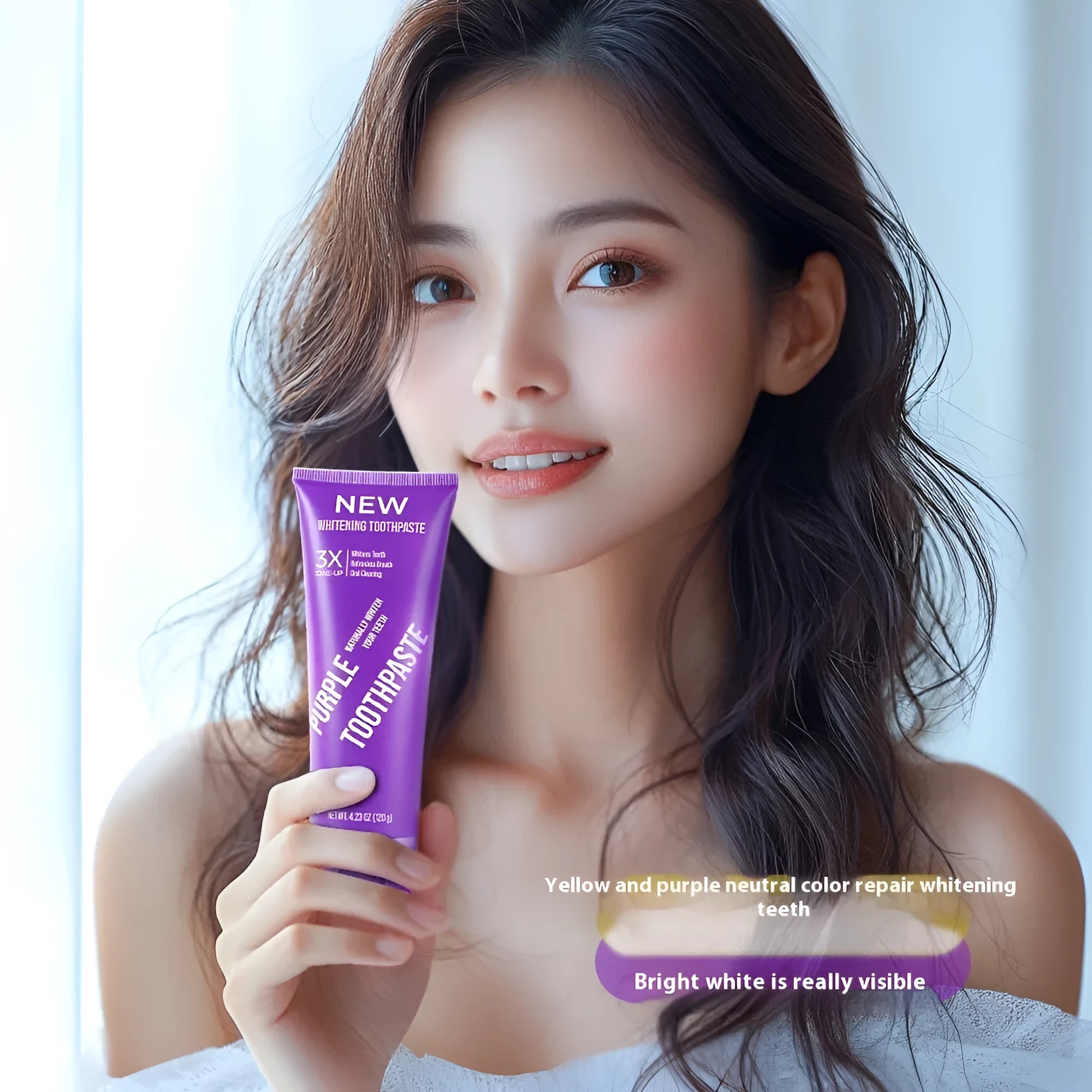 Purple whitening toothpaste tube 120g for removing yellow stains from adult teeth