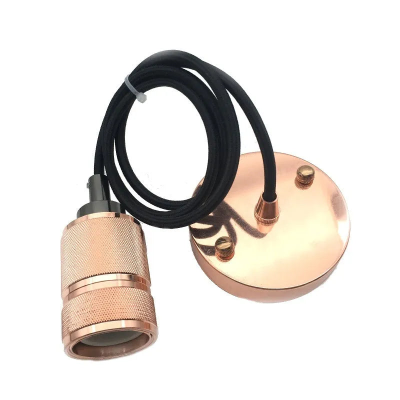 DIY retro chandelier assembly kit with electroplated lamp holder in chrome, gold, rose gold, or shiny black finish.