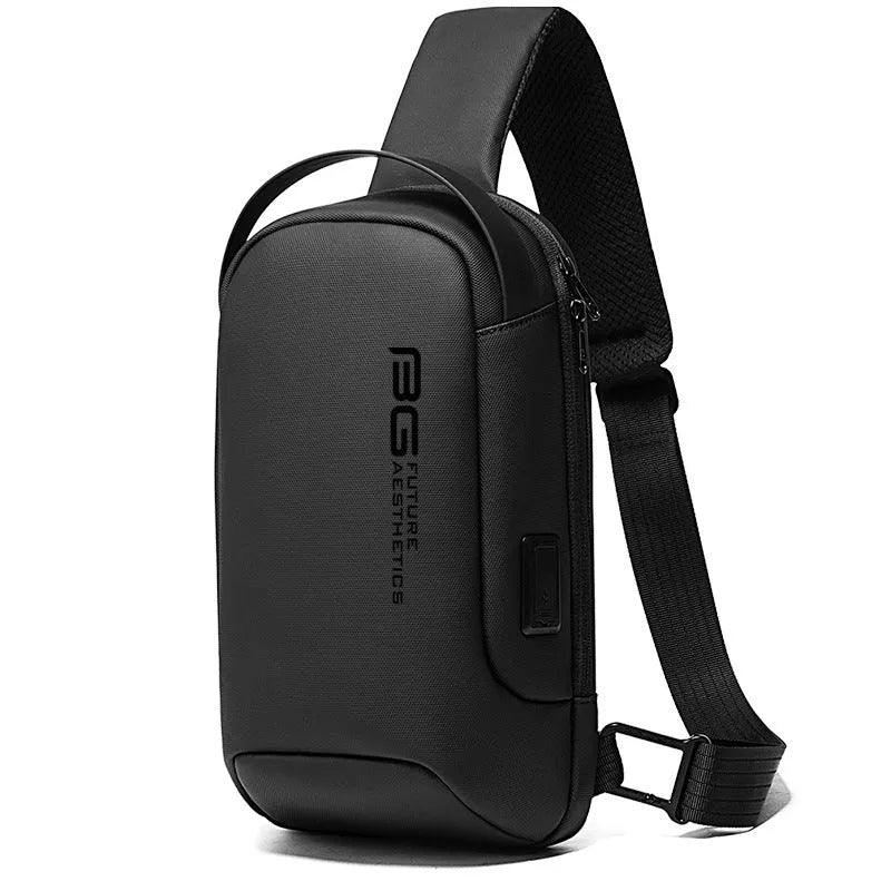 Men's Oxford cloth shoulder bag with USB charging port in four colour options