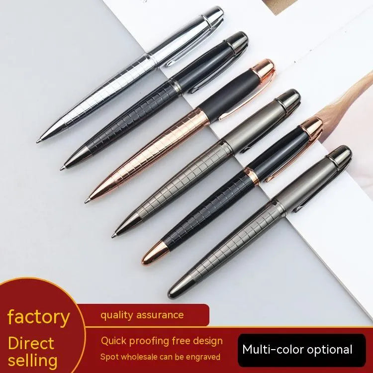 Metal roller pen with gun grey finish and replaceable ink refill for office use