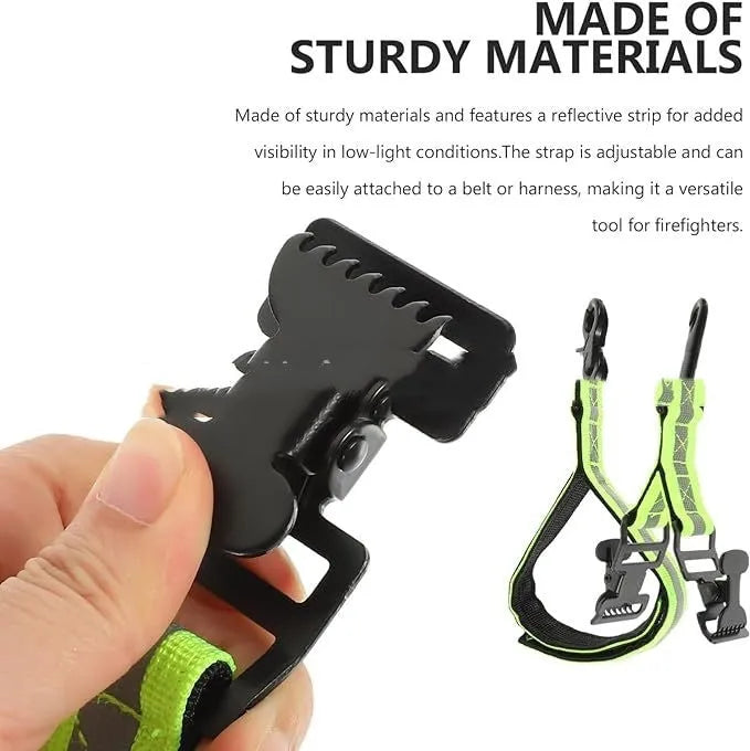 Fluorescent green universal safety clip with metal buckle and reflective tape for fireman gloves