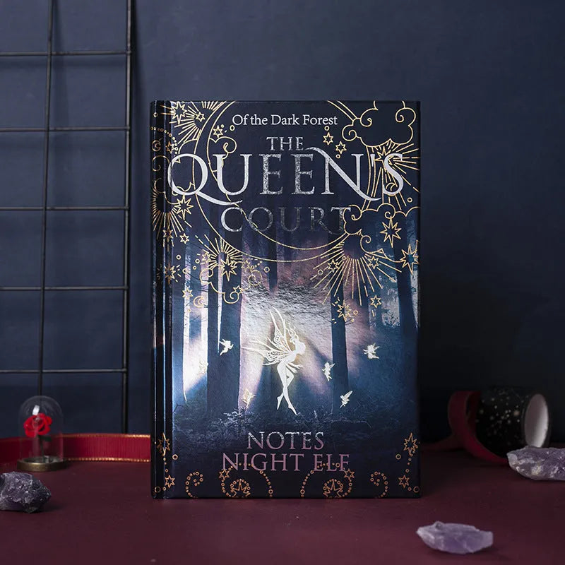 A5 luminous hardcover notebook with night elves design and full-colour illustrated pages