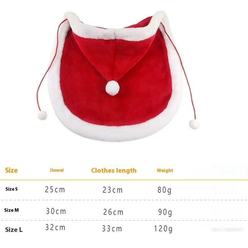 Christmas pet costume set with double-sided velvet cloak and hat on a small dog