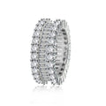 Ladies copper geometric ring with inlaid zircon stones, row drilling detail, light luxury style, size options shown