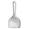 Grey plastic cat litter scoop with attached waste collection base tray