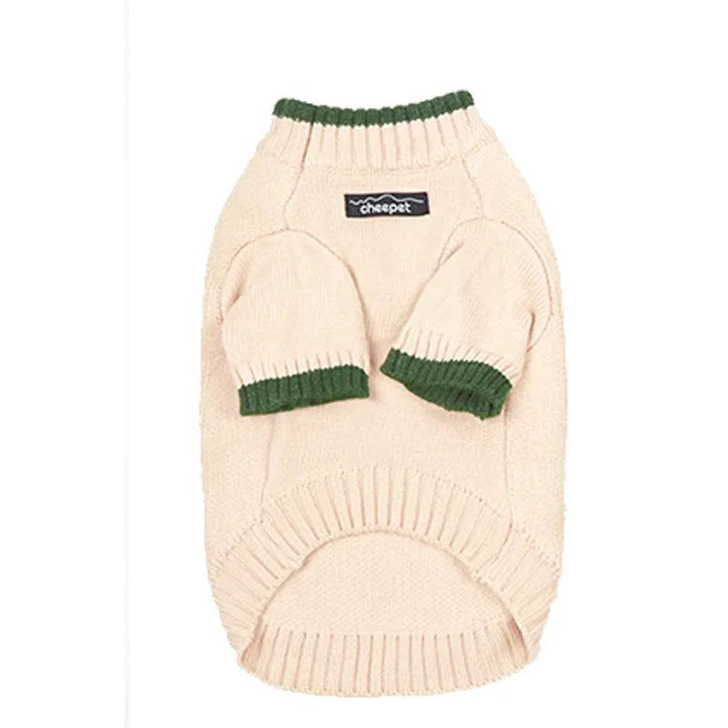 British style two-leg pet sweater for dogs and cats in wool blend, shown in Crown Blue.