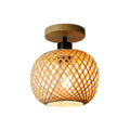 Japanese-style natural bamboo ceiling lamp in a wood colour finish for corridors and hallways.