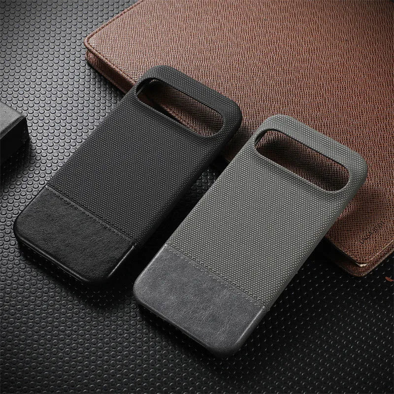 Black lambskin anti-fall phone case with plaid pattern for Google Pixel 8 Pro