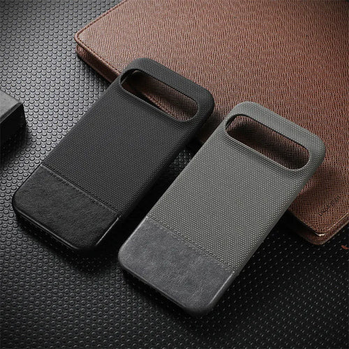 Black lambskin anti-fall phone case with plaid pattern for Google Pixel 8 Pro