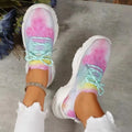 Flyknit slip-on running shoes with 3D printed floral pattern in pink green colour