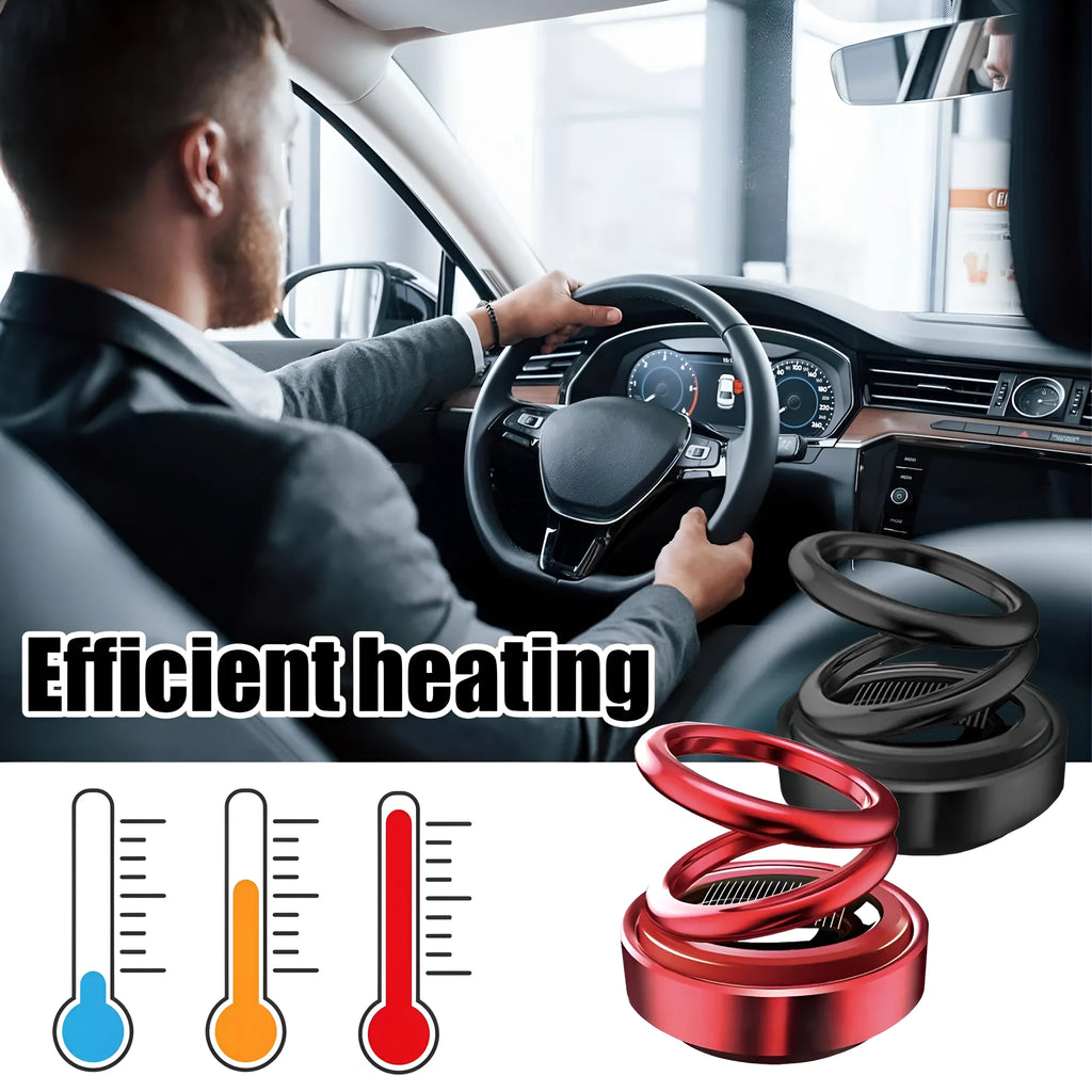 Portable miniature vibration radiator in black or red for car heat dissipation, 5.1 by 6 cm.