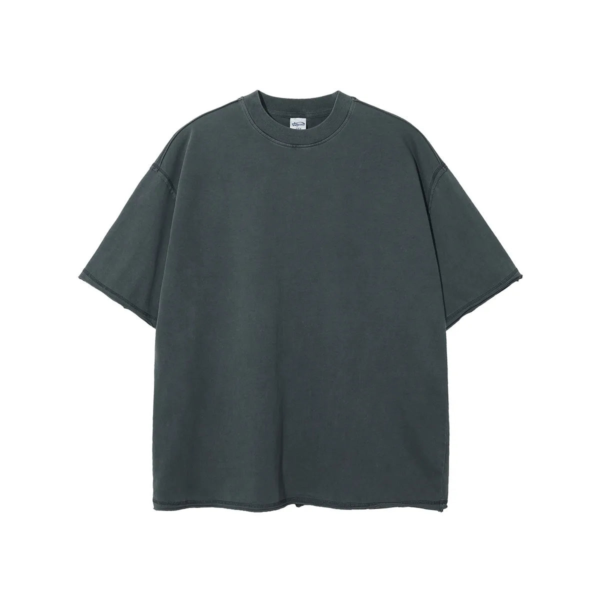 Men's vintage wash cotton pullover t-shirt in solid colour, summer style, front view