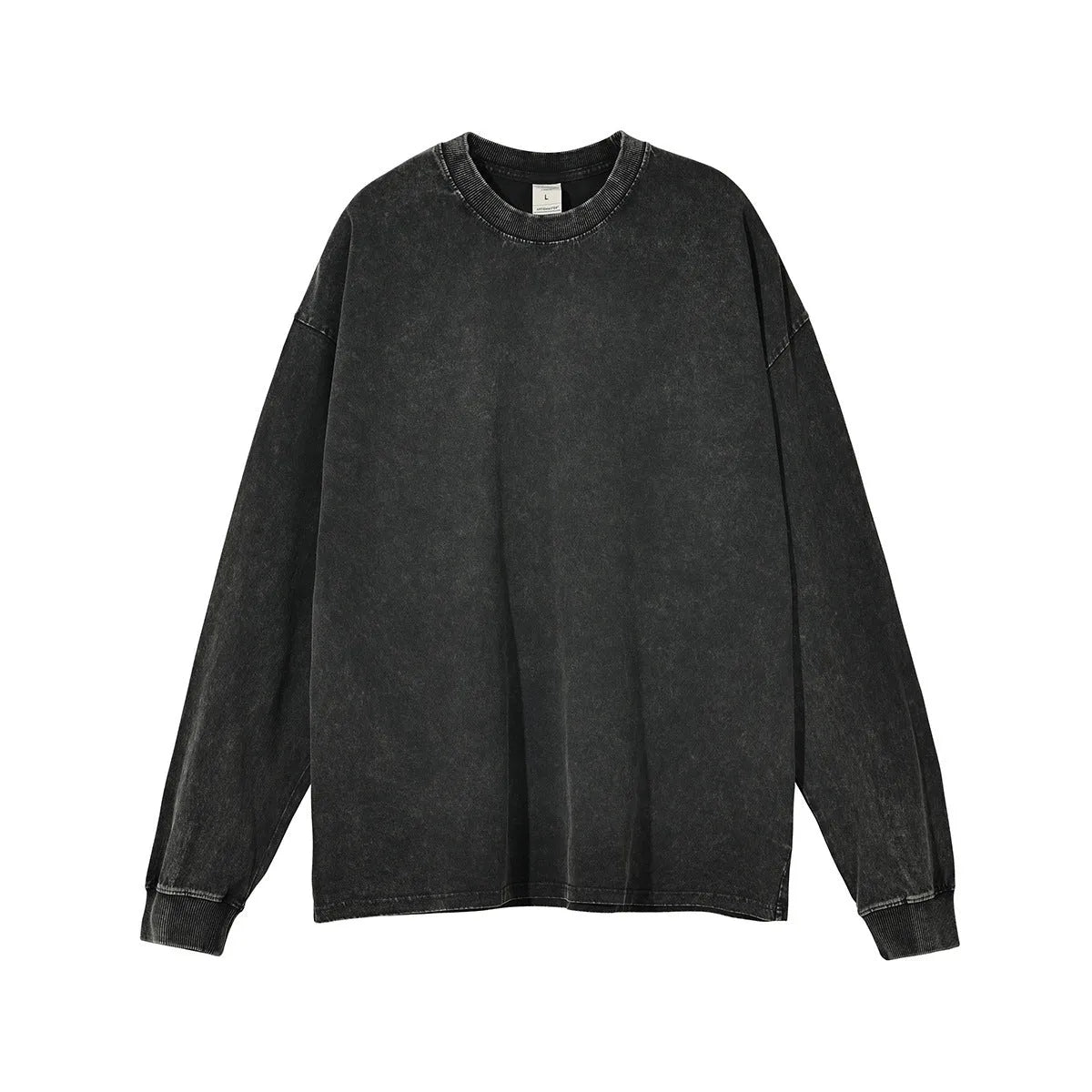 Man wearing a vintage washed batik-colour cotton long sleeve pullover with a loose, relaxed fit.