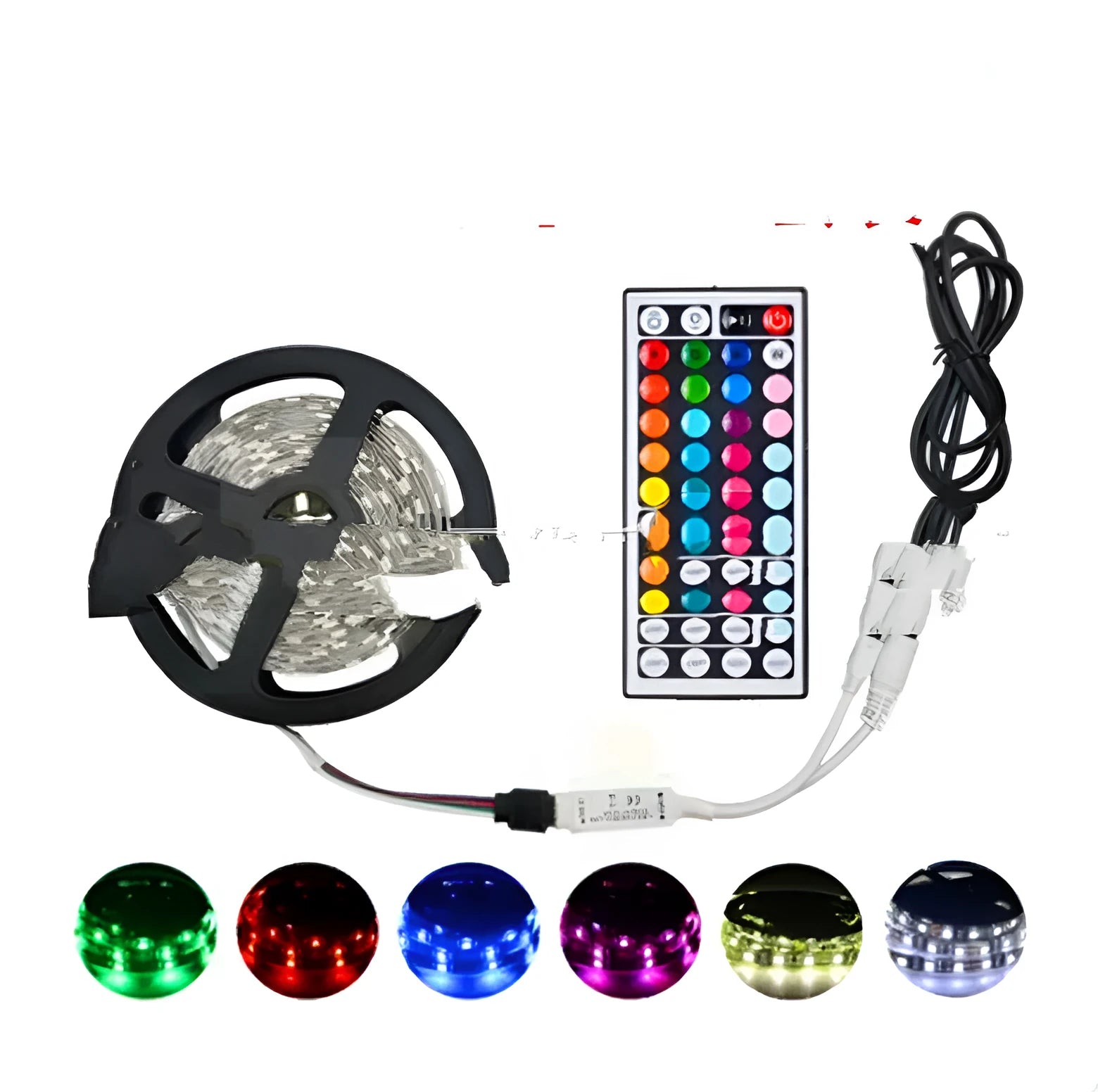 12V epoxy waterproof RGB flexible strip light on 5m roll with 44-key remote controller