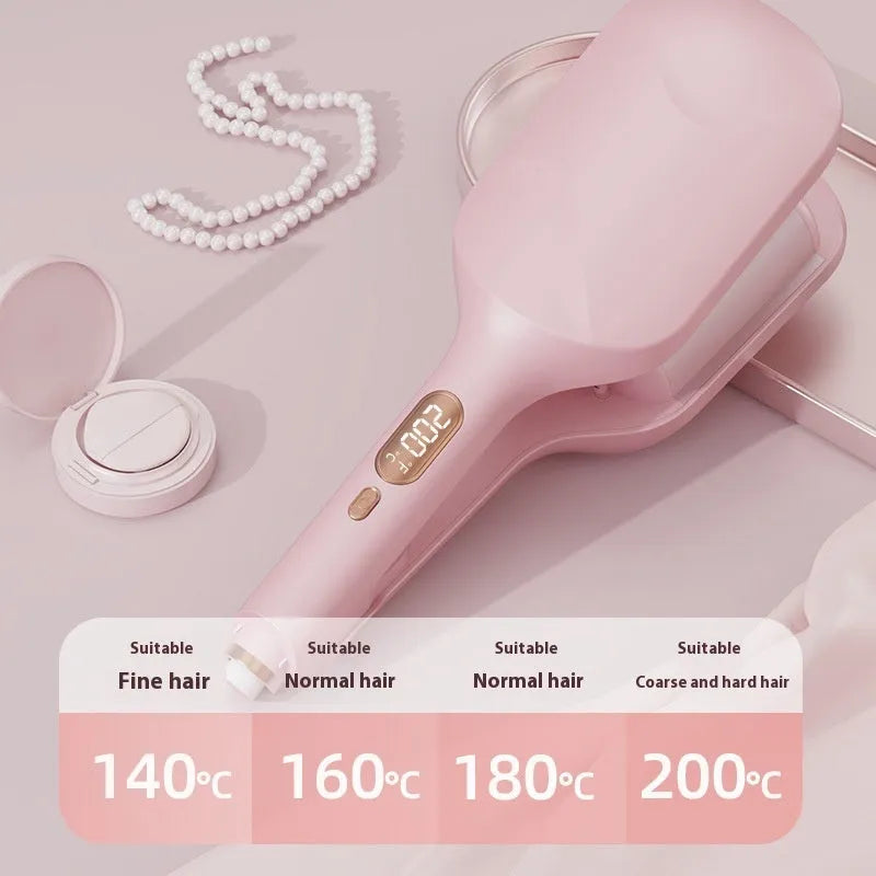 40mm large egg roll deep U LCD hair curler in light purple with wired power cable