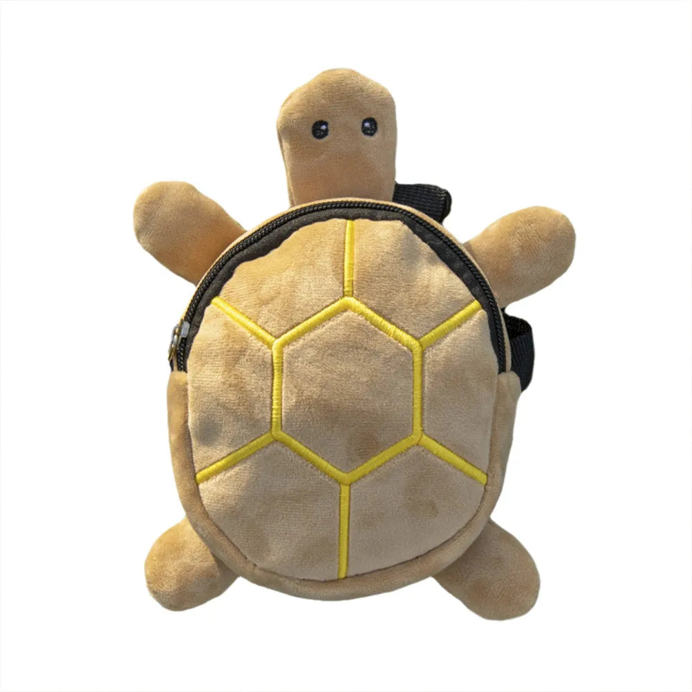 Brown turtle-shaped dog backpack harness with metal zipper and no-pull vest design