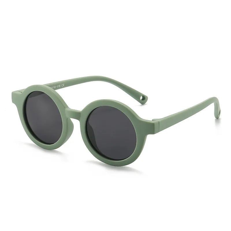 Children's round sunglasses for 0-3 year olds with UV400 protection, shown in a selection of colours.