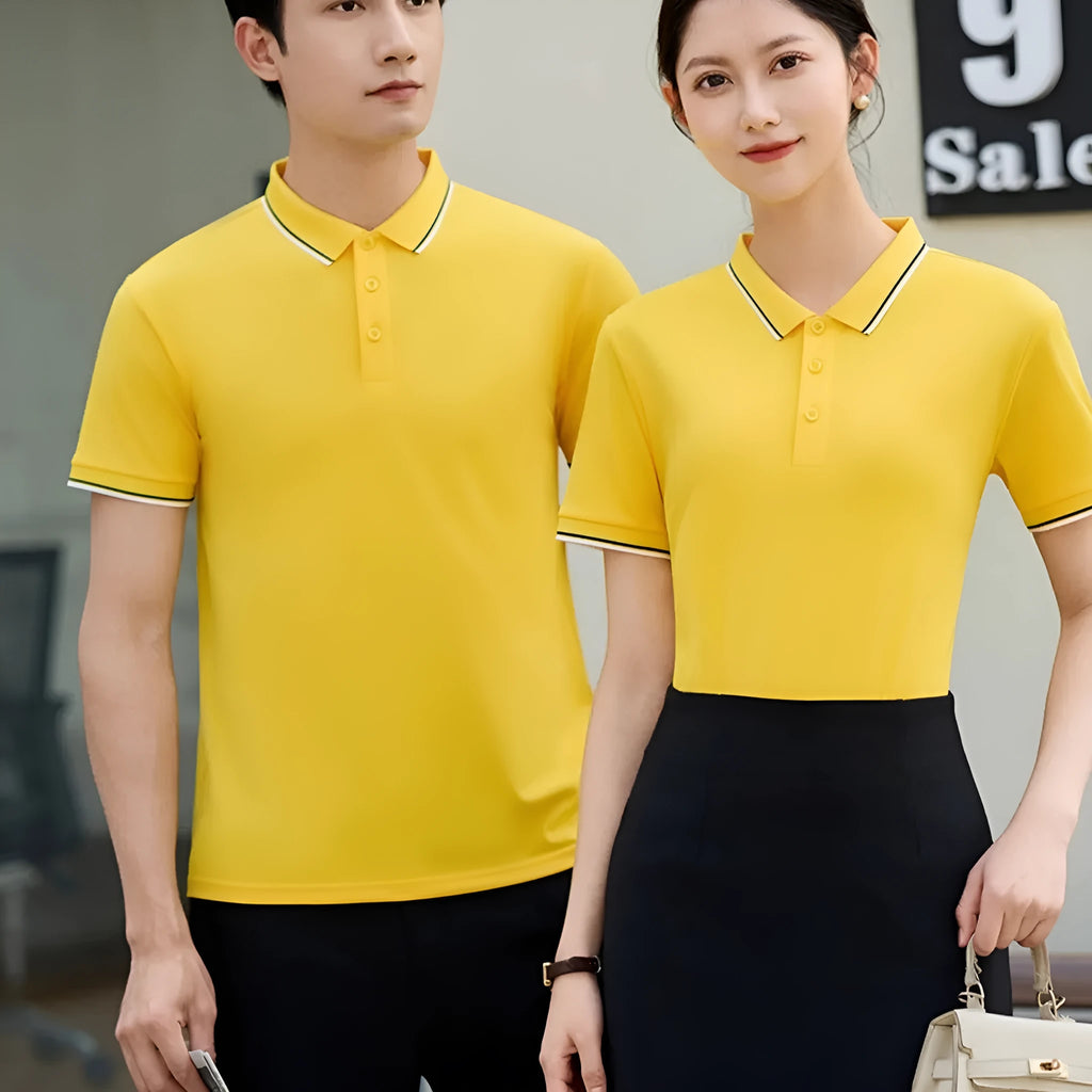 Ice Ion lapel short sleeve polo shirt in navy blue, straight fit, nylon polyester blend