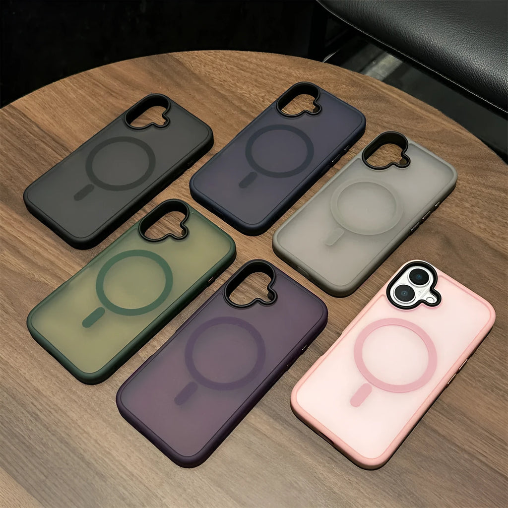 Skin friendly matte magnetic PC phone case for iPhone 16 Pro Max in black with raised bezels