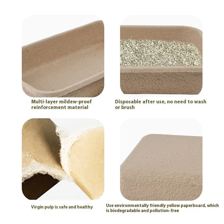Brown biodegradable disposable cat litter box shown from above
