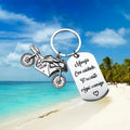 Stainless steel motorcycle inspiration keychain with flannel storage pouch