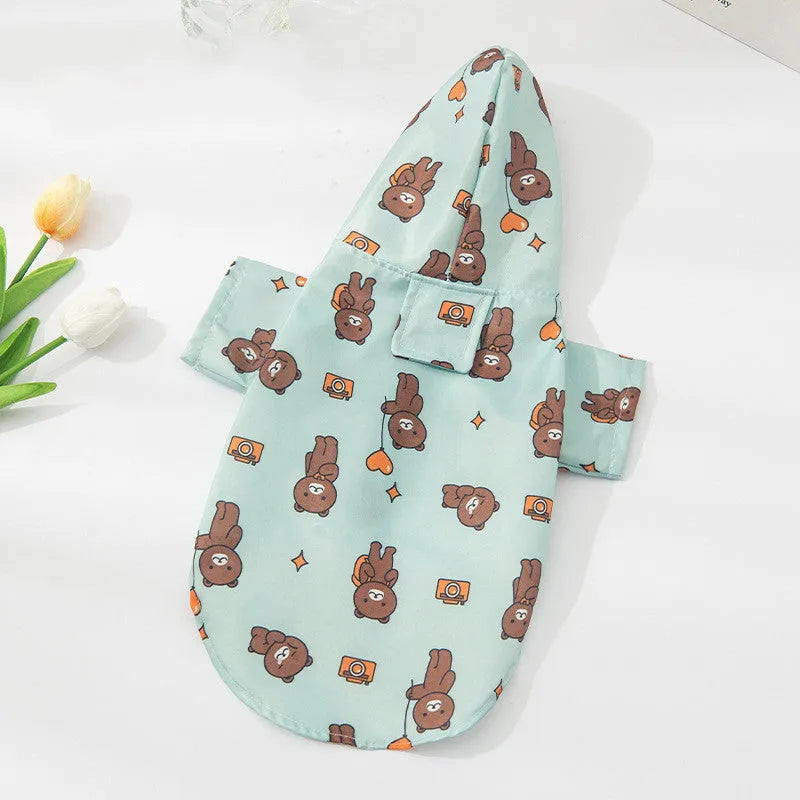 Fashion Pet Raincoat dog clothing in polyester with three colour options sizes S to XL