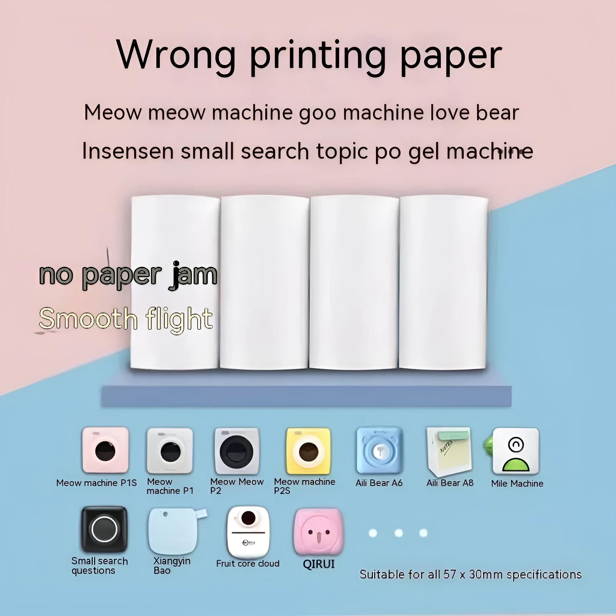 Three rolls of 57x30mm thermosensitive paper for student wrong question printers